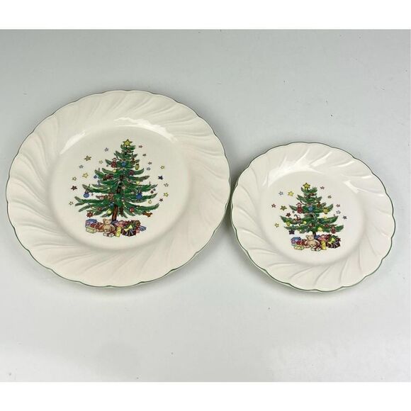 Vintage Nikko Two Tier Happy Holidays Christmas Serving Tray Made in Japan BB156 - Picture 4 of 13